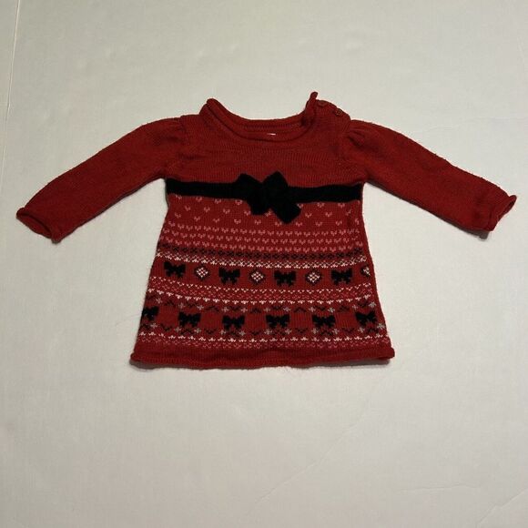 Healthtex Red Sweater Dress Girls 0-3 Months Christmas Valentine's Day - Picture 1 of 7